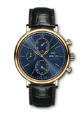 IWC Portofino Chronograph Blue Dial Black Leather Strap Watch for Men - IW391035