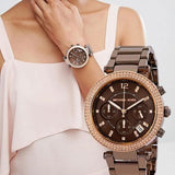 Michael Kors Parker Analog Quartz Brown Dial Brown Steel Strap Watch For Women - MK6378