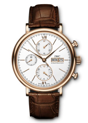 IWC Portofino Chronograph 42mm White Dial Brown Leather Strap Watch for Men - IW391025