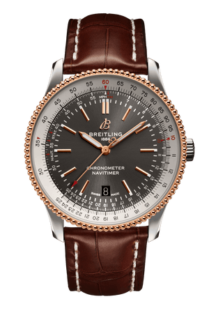 Breitling Navitimer 1 Automatic 41mm Black Dial Brown Leather Strap Mens Watch - U17326211M1P1