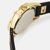 Guess Queen Quartz Gold Dial Black Silicone Strap Watch For Women - GW0536L3