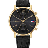 Tommy Hilfiger Daniel Black Dial Black Leather Strap Watch for Men - 1710417