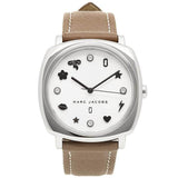 Marc Jacobs Mandy White Dial Light Brown Leather Strap Watch for Women - MJ1563