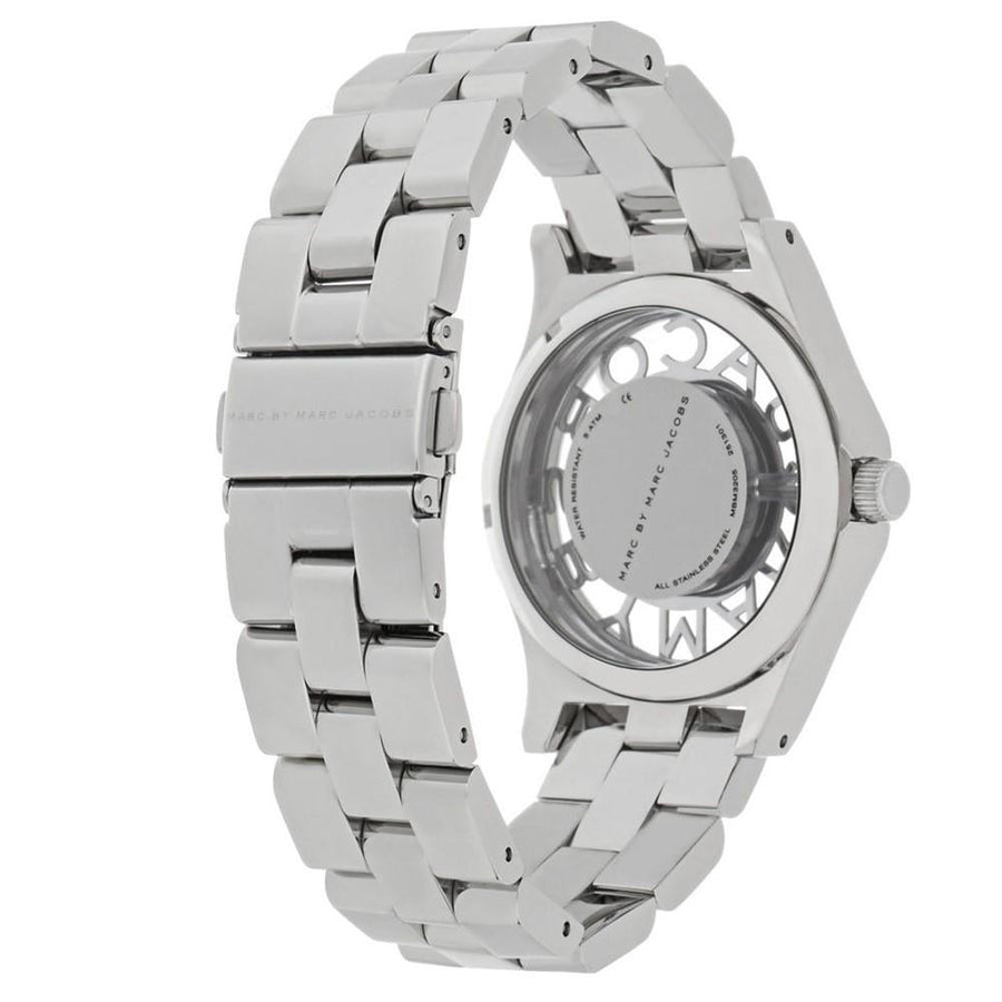 Marc Jacobs Henry Transparent Silver Dial Silver Steel Strap Watch for Women - MBM3337