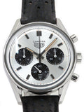 Tag Heuer Carrera Chronograph 60th Anniversary Silver Dial Black Leather Strap Watch for Men - CBK221H.FC8317