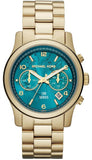 Michael Kors Runway Stop Hunger Blue Dial Gold Steel Strap Watch for Men - MK8315