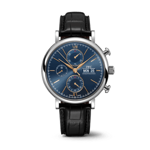 IWC Portofino Chronograph Blue Dial Black Leather Strap Watch for Men - IW391036