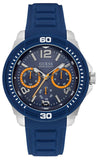 Guess Trade Blue Dial Blue Silicone Strap Watch for Men - W0967G2