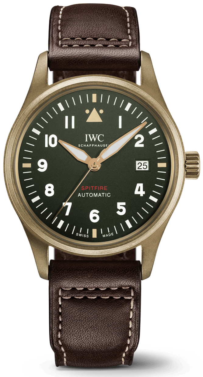 IWC Pilot's Watch Automatic Spitfire Green Dial Brown Leather Strap Watch for Men - IW326802