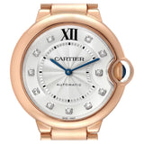 Cartier Ballon Bleu Diamonds White Dial Pink Leather Strap Watch for Women - WE902050