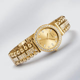 Guess Gala Diamonds Gold Dial Gold Steel Strap Watch for Women - GW0401L2