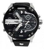 Diesel Mr Daddy Black Dial Black Leather Strap Watch For Men - DZ7313