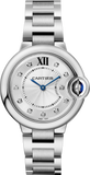 Cartier Ballon Bleu De Cartier Diamonds Silver Dial Silver Steel Strap Watch for Women - W4BB0022