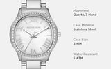 Michael Kors Sage Three-Hand Mother of Pearl White Dial Silver Steel Strap Watch for Women - MK4824