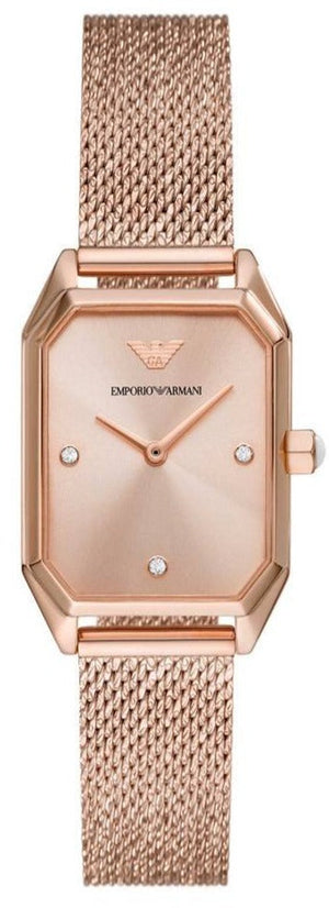 Emporio Armani Joy Quartz Rose Gold Dial Rose Gold Mesh Bracelet Watch For Women - AR11347