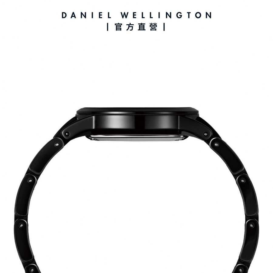 Daniel Wellington Iconic Link Ceramic Black Dial Black Steel Strap Watch For Women - DW00100414