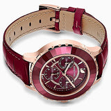 Swarovski Octea Lux Chrono Red Dial Red Leather Strap Watch for Men - 5646975