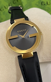 Gucci Interlocking G Grammy Special Edition Black Dial Black Leather Strap Watch for Women - YA133312