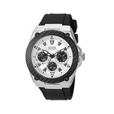 Guess Legacy White Dial Black Rubber Strap Watch For Men - W1049G3