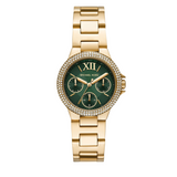 Michael Kors Camille Multifunction Green Dial Gold Steel Strap Watch For Women - MK6981