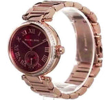 Michael Kors Skylar Maroon Dial Rose Gold Steel Strap Watch for Women - MK6086