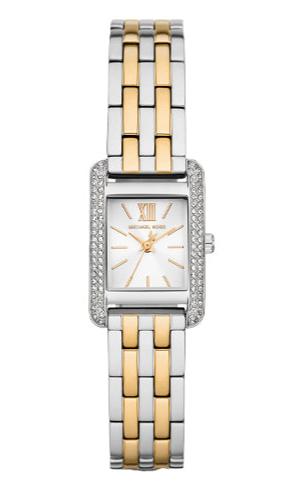 Michael Kors Three-Hand White Dial Two Tone Steel Strap Watch for Women - MKO1035