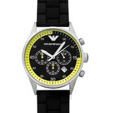 Emporio Armani Chronograph Black Dial Black Rubber Strap Watch For Men - AR5865