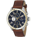 Tommy Hilfiger Sport Multifunction Blue Dial Brown Leather Strap Watch for Men - 1791137