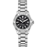 Tag Heuer Aquaracer Quartz 35mm Diamond Black Dial Silver Steel Strap Watch for Women - WAY131P.BA0748