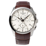 Tissot Couturier Chronograph White Dial Brown Leather Strap Watch For Men - T035.617.16.031.00