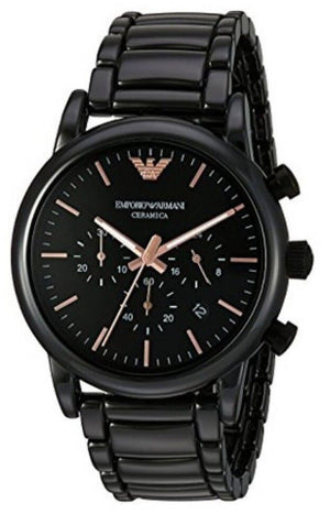 Emporio Armani Luigi Ceramic Chronograph Black Dial Black Strap Watch For Men - AR1509