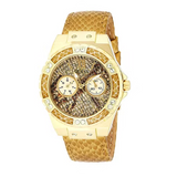 Guess Limelight Quartz Gold Dial  Gold Leather Strap Watch For Women - W0775L13