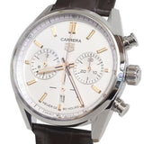 Tag Heuer Carrera Chronograph White Dial Brown Leather Strap Watch for Men - CBN2013.FC6483