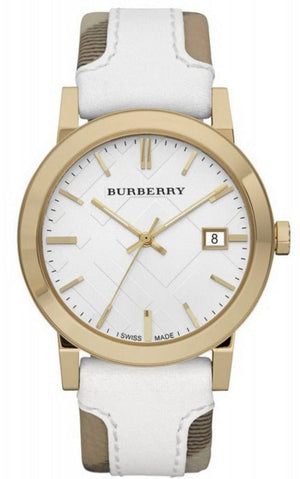 Burberry The City White Dial White Leather Strap Watch for Women - BU9110