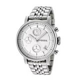 Fossil Boyfriend Chronograph Silver Dial Silver Steel Strap Watch for Women - ES2198