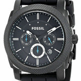 Fossil Machine Chronograph Black Dial Black Silicone Strap Watch for Men - FS4487