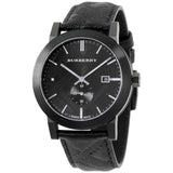 Burberry The City Black Dial Black Leather Strap Watch for Men - BU9906