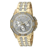 Bulova Crystal Collection Octova White Dial Gold Steel Strap Watch for Men - 98C126