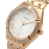 Guess Cosmo Diamonds Silver Dial Rose Gold Steel Strap Watch For Women - GW0033L3