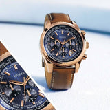 Guess Persuit Chronograph Blue Dial Brown Leather Strap Watch for Men - W0500G1