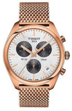 Tissot T Classic PR 100 White Dial Rose Gold Mesh Bracelet Watch For Men - T101.417.33.031.01