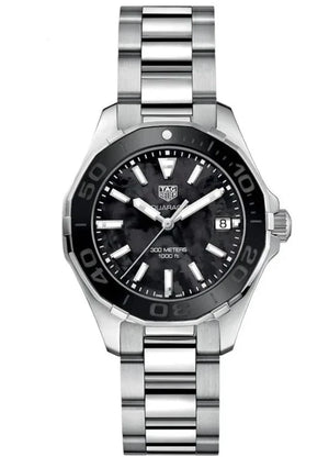 Tag Heuer Aquaracer Quartz 35mm Black Dial Silver Steel Strap Watch for Women - WAY131K.BA0748