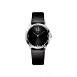 Calvin Klein Minimal Black Dial Black Leather Strap Watch for Men - K3M221CS