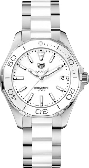 Tag Heuer Aquaracer Quartz 35mm White Dial Two Tone Steel Strap Watch Women - WAY131B.BA0914