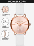 Michael Kors Portia Rose Gold Dial White Leather Strap Watch For Women - MK2660