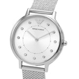 Emporio Armani Kappa Silver Dial Silver Mesh Bracelet Watch For Women - AR11128