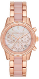 Michael Kors Ritz Chronograph Mother of Pearl White Dial Two Tone Steel Strap Watch For Women - MK6769