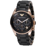 Emporio Armani Sportivo Black Dial Black Steel Strap Watch For Women - AR5906