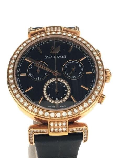 Swarovski Era Journey Chronograph Black Dial Black Leather Strap Watch for Women - 5295320