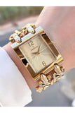 Guess Mod Heavy Metal Gold Dial Gold Steel Strap Watch For Women - W1117L2